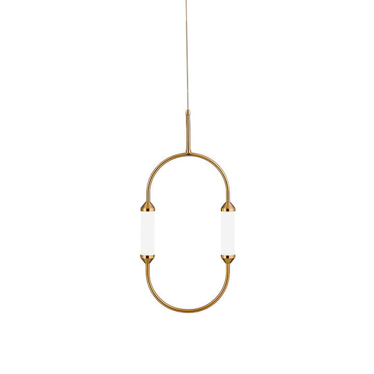 Modern Metallic Led Pendant Lamp In Gold With Oval Ring Design - Available 3 Sizes White/Warm Light