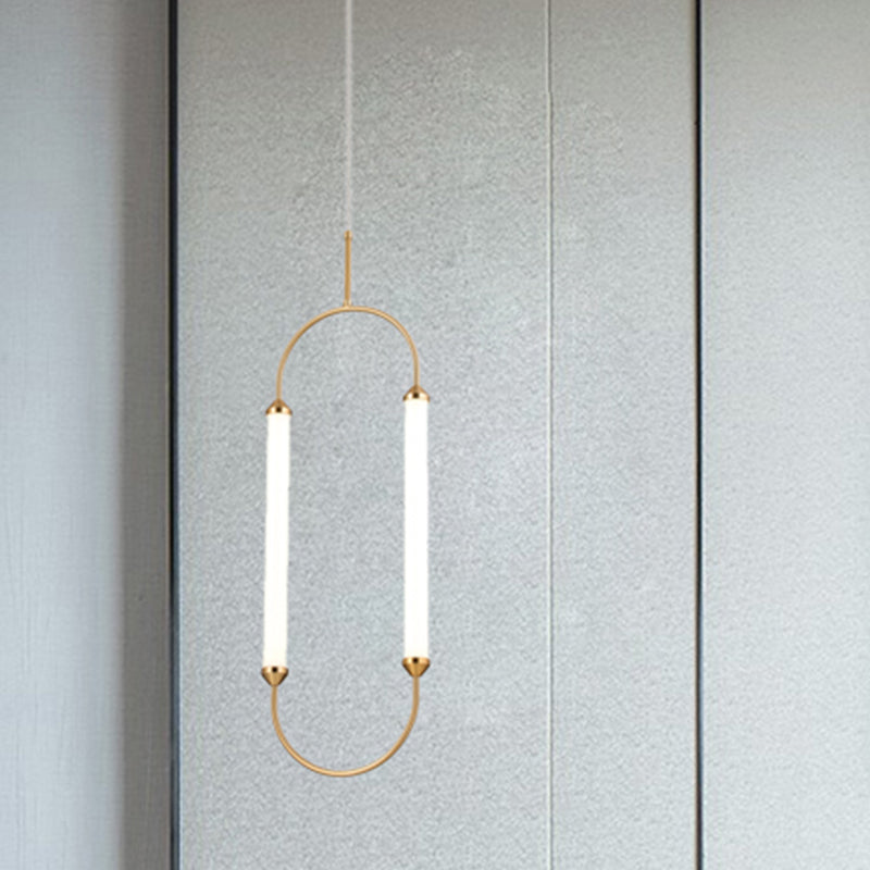 Modern Metallic Led Pendant Lamp In Gold With Oval Ring Design - Available 3 Sizes White/Warm Light