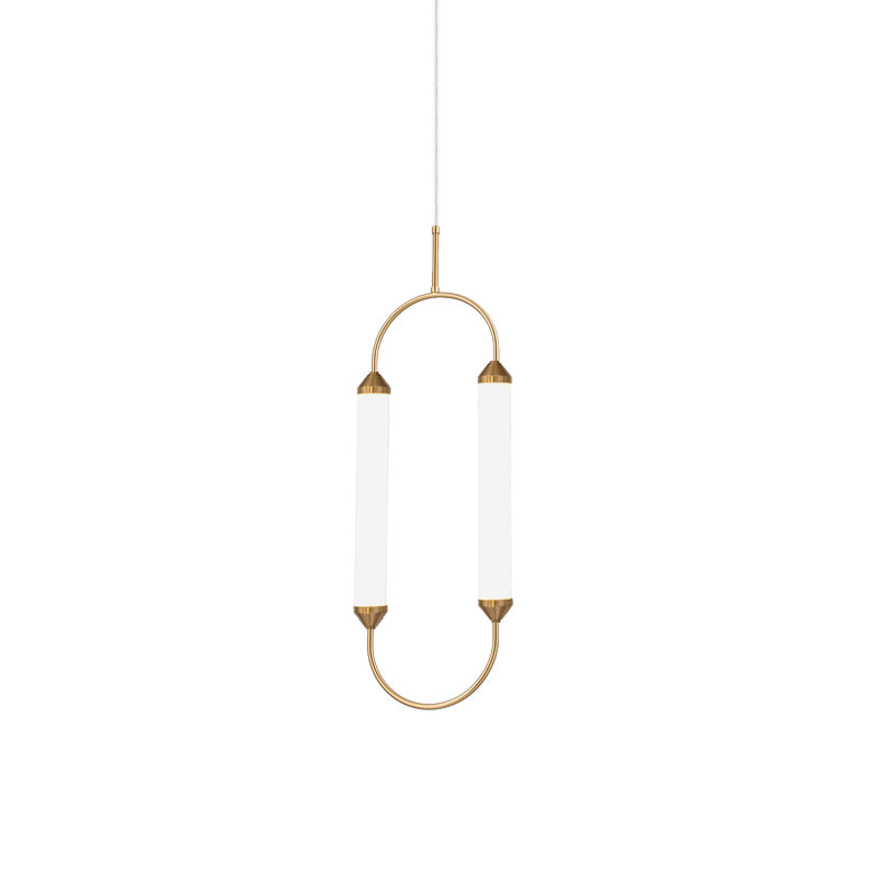 Modern Metallic Led Pendant Lamp In Gold With Oval Ring Design - Available 3 Sizes White/Warm Light