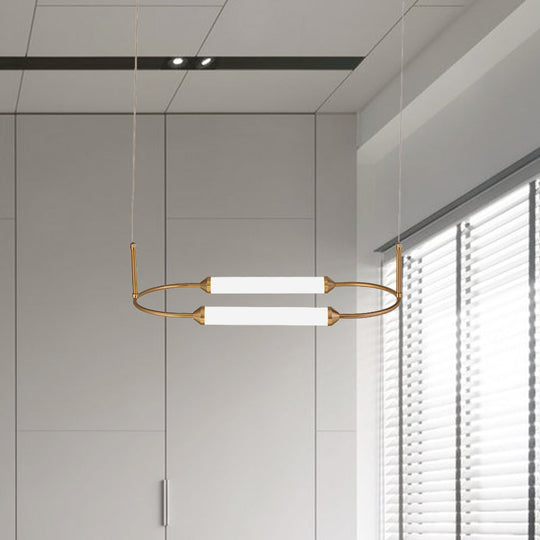 Modern Metallic Led Pendant Lamp In Gold With Oval Ring Design - Available 3 Sizes White/Warm Light