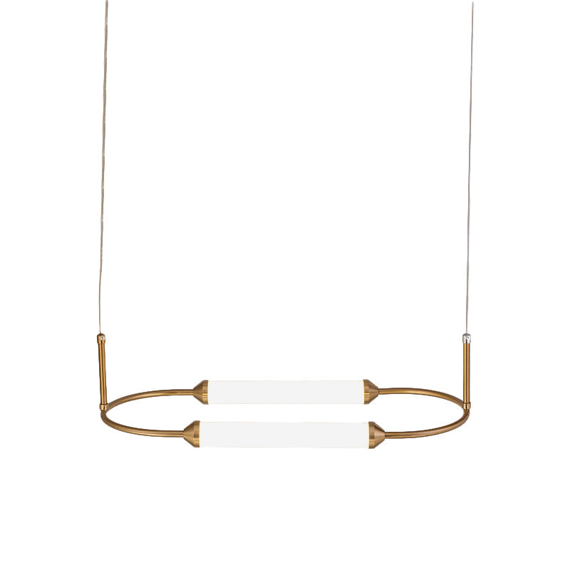 Modern Metallic Led Pendant Lamp In Gold With Oval Ring Design - Available 3 Sizes White/Warm Light