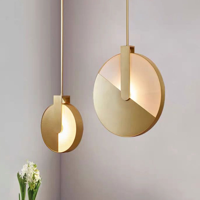 Rotatable Circle Panel LED Ceiling Lamp in White/Warm Light - Modern Aluminum and Brass Design