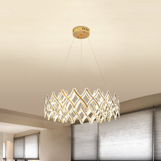 Contemporary Acrylic LED Chandelier - 31.5"/23.5" W Grid, Chrome/Gold, Warm/White Light