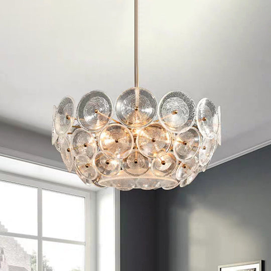 Gold Acrylic Circle Chandelier - Modern 3-Bulb Pendant Light