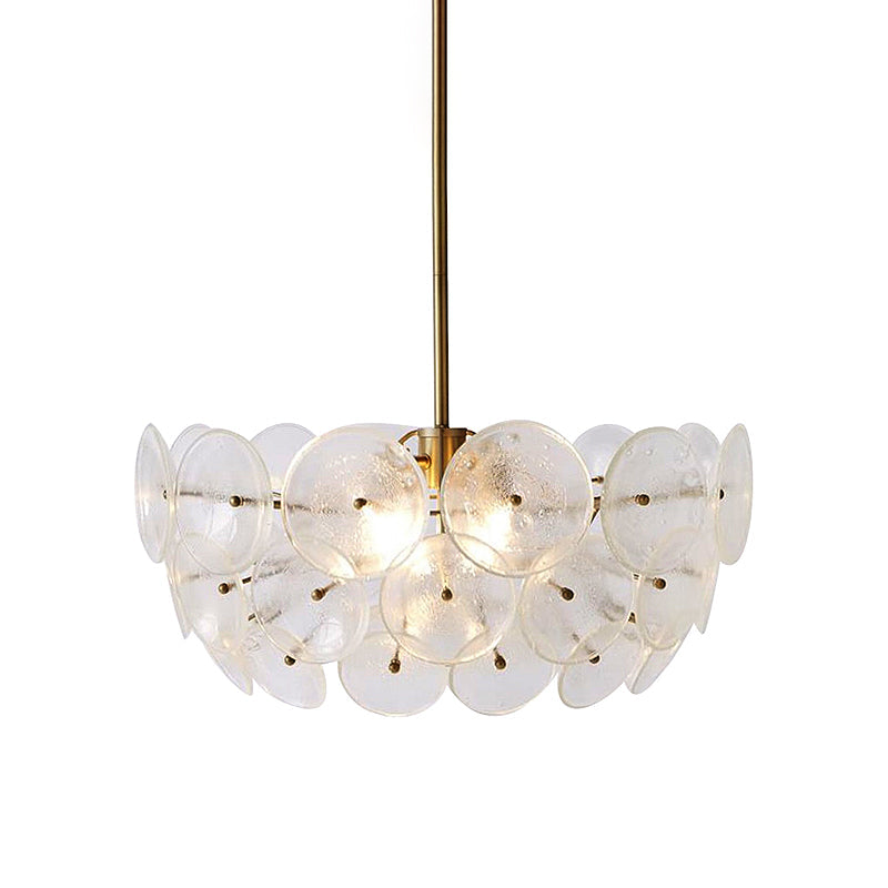 Modernist Gold Acrylic Circle Pendant Lamp with 3 Bulbs - Chandelier Lighting