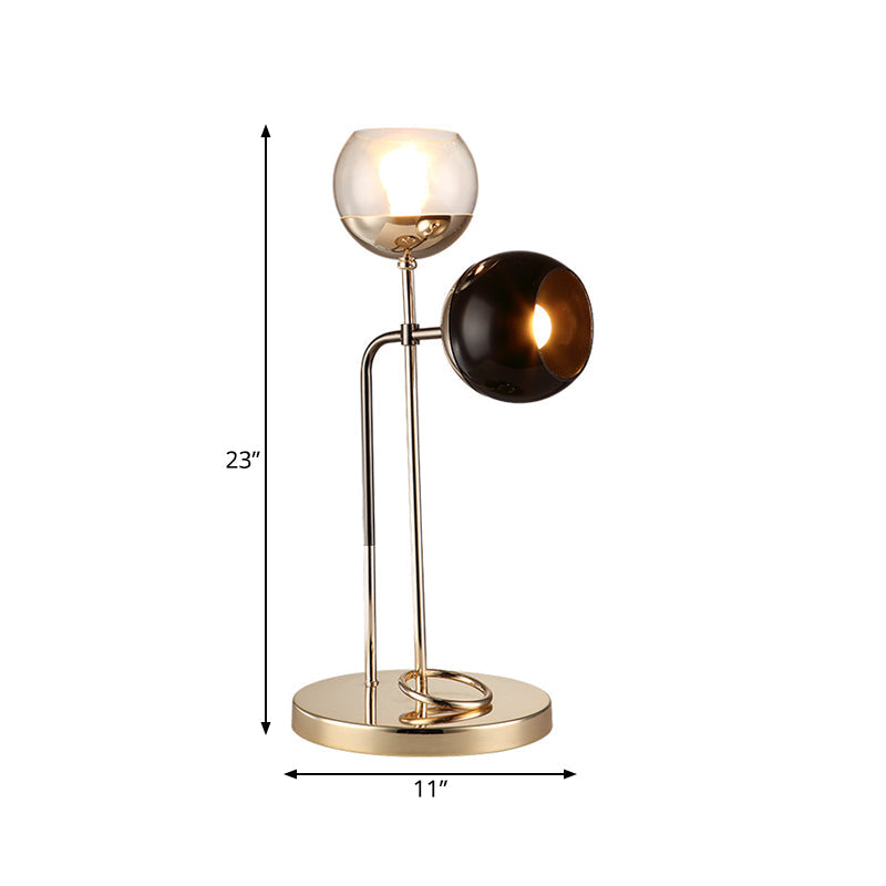 Post-Modern Clear And Black Glass 2-Light Table Lamp With Gold Finish
