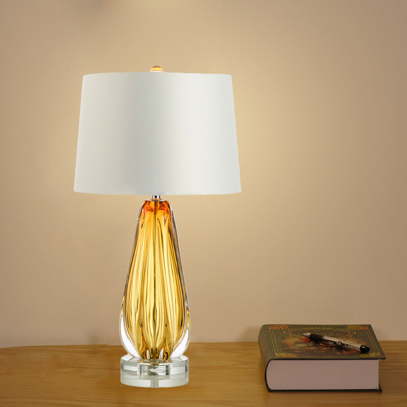 Modern Teardrop Fabric Table Lamp With Colored Glaze In White Finish