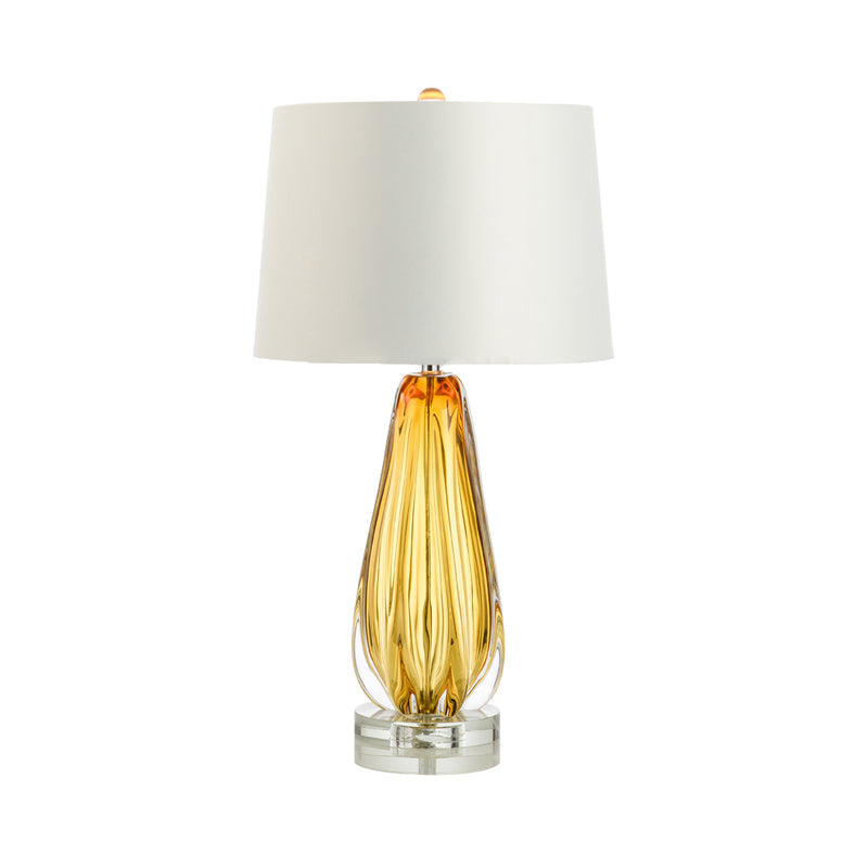 Modern Teardrop Fabric Table Lamp With Colored Glaze In White Finish