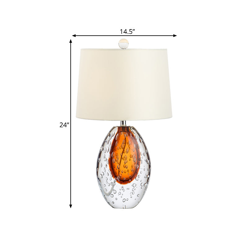 Oval Desk Lamp With Clear Bubble Glass Ideal For Bedroom Or Night Table Modern Design In White