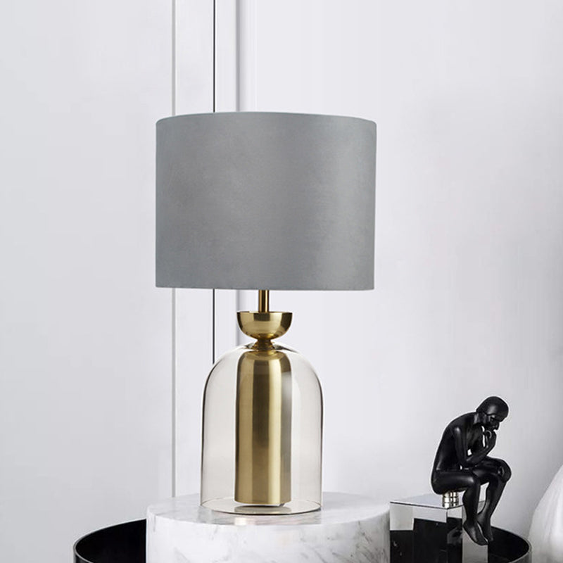 Contemporary Gold Bell Table Light With Clear Glass Shade - Elegant Bedside Desk Lamp