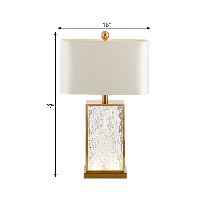 Contemporary Colored Glaze Table Lamp - White Fabric Nightstand Light
