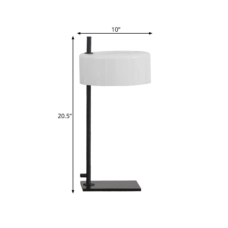 Modern White & Black Desk Lamp With Metal Drum Shade - Perfect For Living Room