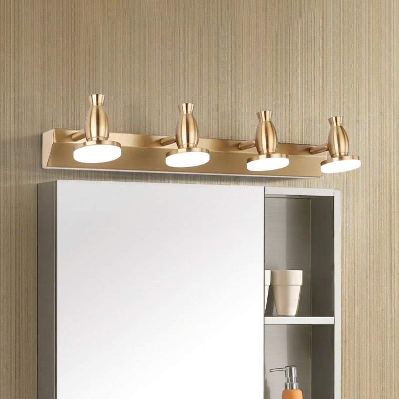 Nordic Brass Wall Lighting - 4 Head Bathroom Vanity Lamp With Round Metal Shade In Warm/White Light