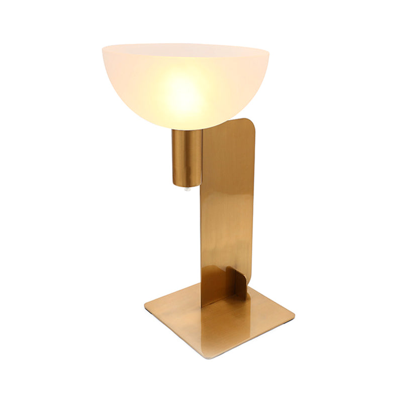 Post Modern Metal Table Lamp With Opal Glass Shade Gold Finish 1-Bulb Desk Lighting