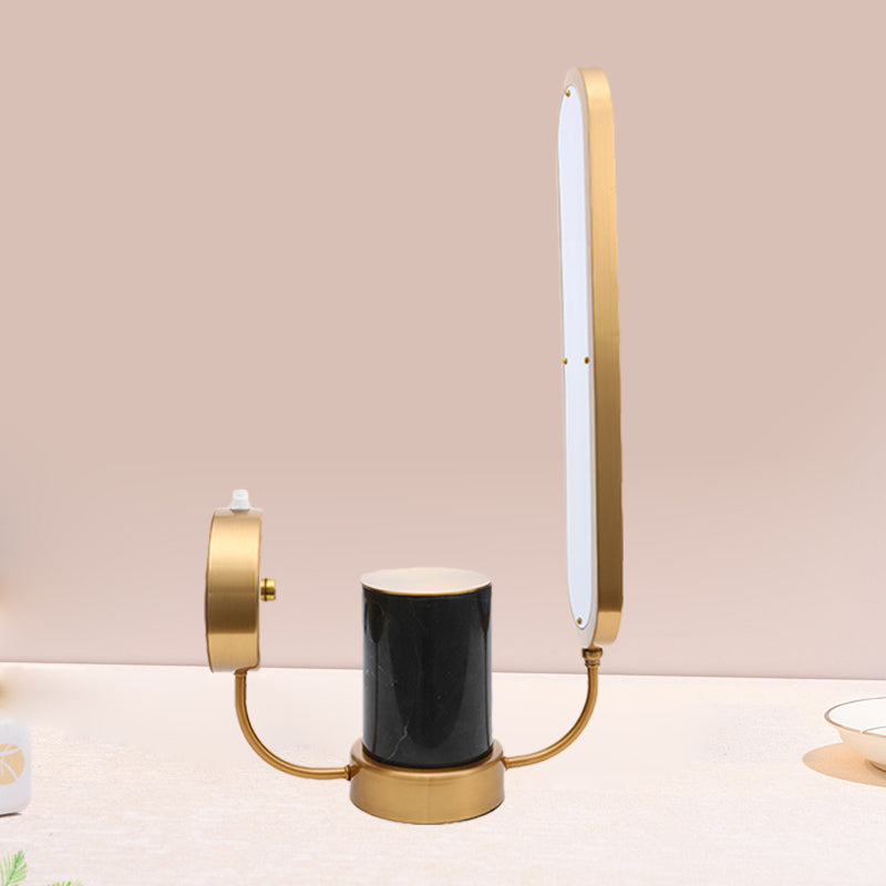 Gold Arc Led Night Table Lamp With Acrylic Shade - Stylish Metal Desk Light