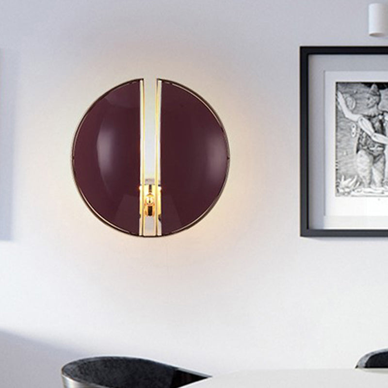 Contemporary Purple Spaced Dome Wall Sconce - Metal 1-Light Mounted Lamp Fixture