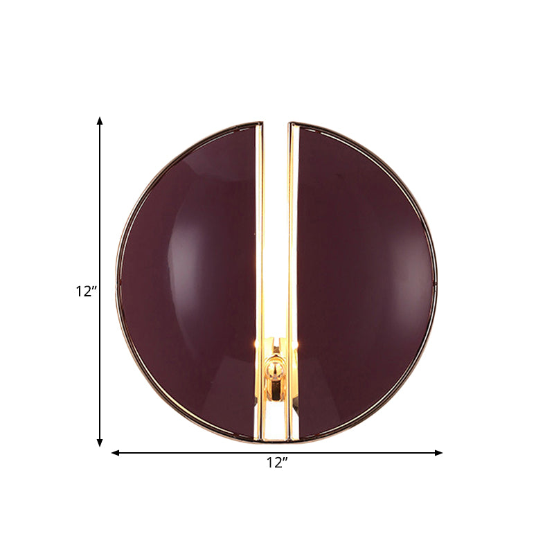 Contemporary Purple Spaced Dome Wall Sconce - Metal 1-Light Mounted Lamp Fixture