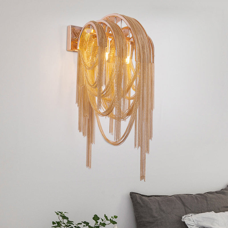 Modernist Gold Finish Tassels Wall Sconce - Aluminum Led Mount Lamp