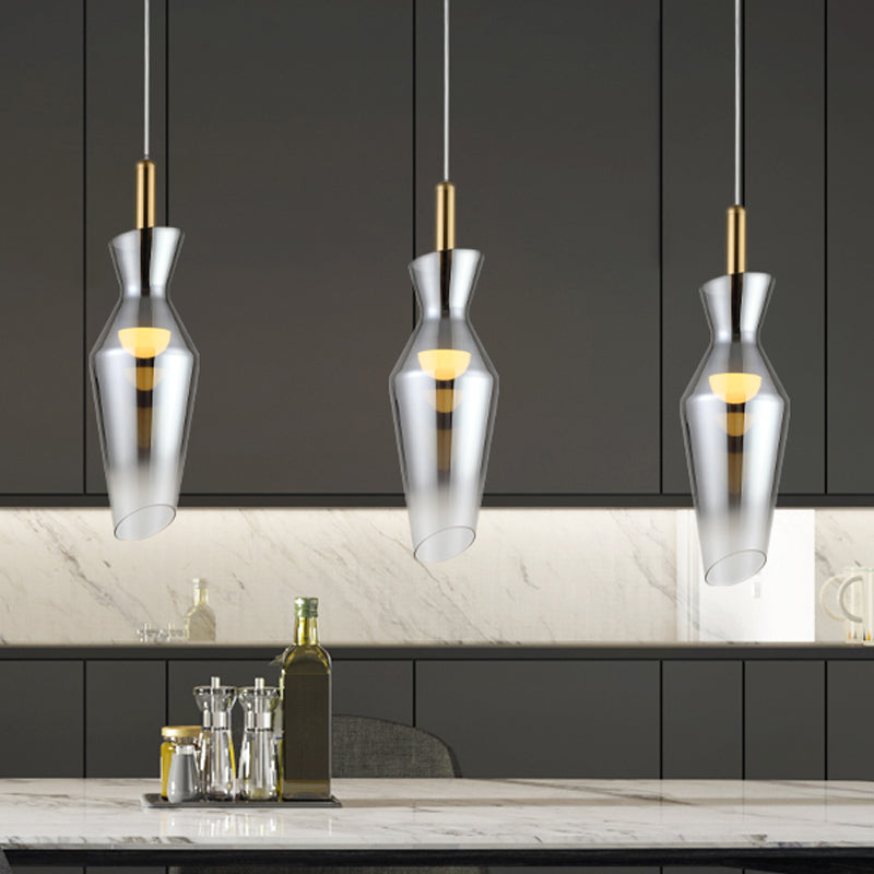 Smoke Gray Glass Modern Hanging Led Pendant Lamp For Dining Room