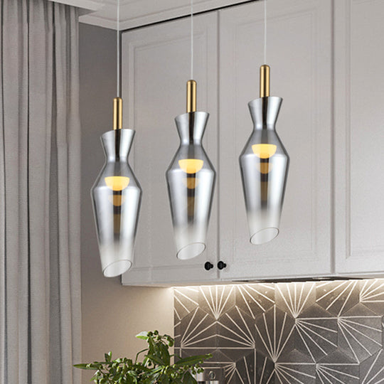 Smoke Gray Glass Modern Hanging Led Pendant Lamp For Dining Room