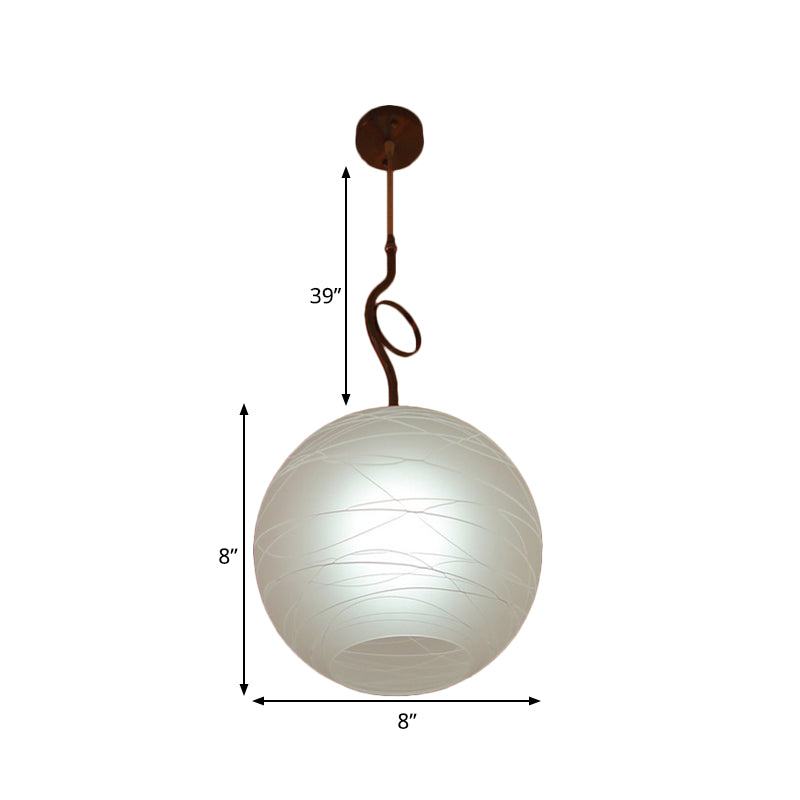 White Glass Ceiling Pendant Lamp - Modern Global Hanging Light Kit with 1 Bulb for Bedroom
