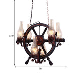 Lola - Clear Water Glass Brown Chandelier Lamp Vase 6 Lights Warehouse Hanging Light Fixture With