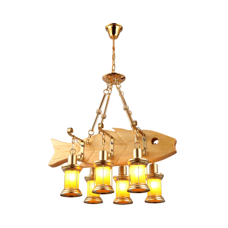 Orange Glass Island Pendant Light W/ Fish/Guitar Design - Farm Gold Kerosene Hanging Lamp Kit