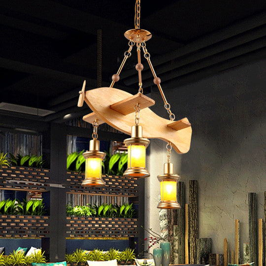 Orange Glass Island Pendant Light W/ Fish/Guitar Design - Farm Gold Kerosene Hanging Lamp Kit