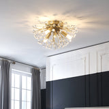 Modernist Metallic Dandelion Flushmount Light In Brass With 3/4/6 Bulbs