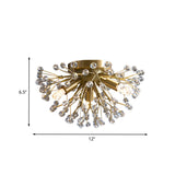 Modernist Metallic Dandelion Flushmount Light In Brass With 3/4/6 Bulbs