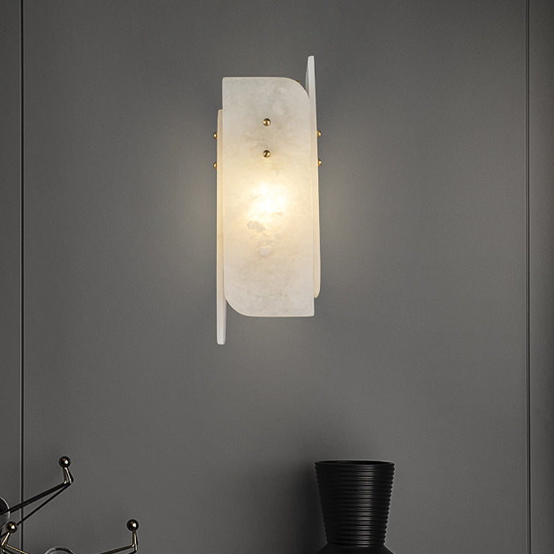 Modern Marble 1-Light Corner Wall Sconce Lamp In White