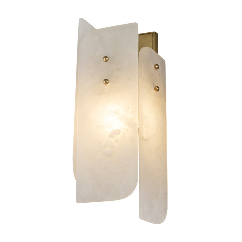 Modern Marble 1-Light Corner Wall Sconce Lamp In White