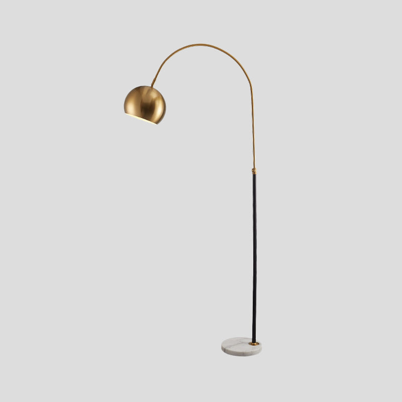 Metal Domed Floor Lamp: Post-Modern Overarching Stand Up Light In Black/Brass