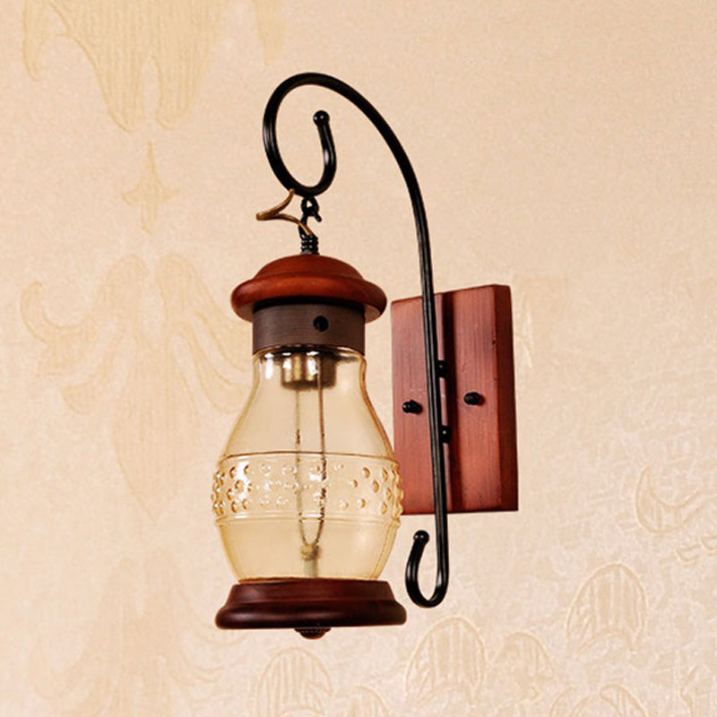 Copper Bottle Wall Sconce Light With Industrial Tan Glass - Bedroom Lamp
