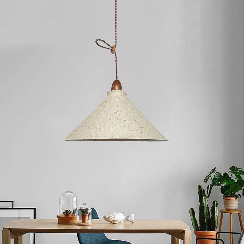 White Fabric Shade Restaurant Pendant Hanging Lamp