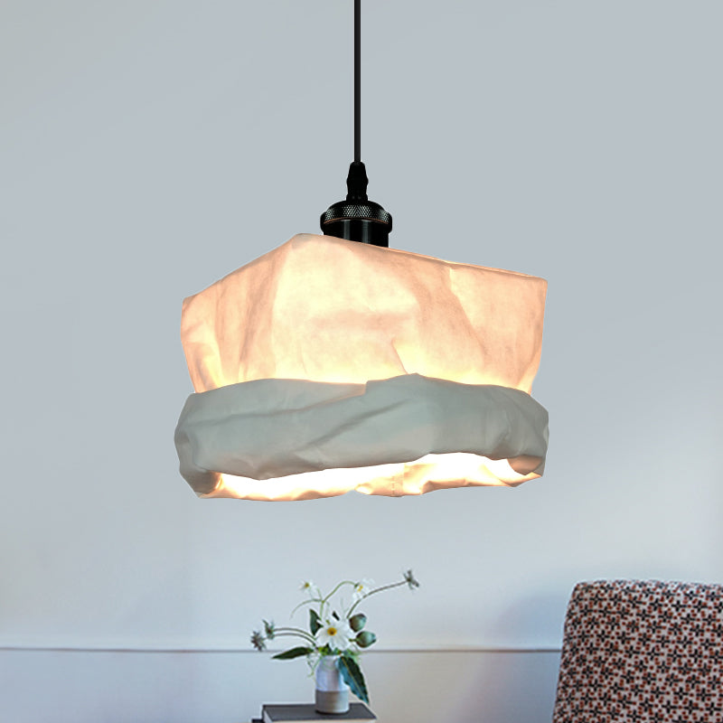 Modern Kraft Paper Sack-Like Pendant Light - 1-Light Led Ceiling Lamp For Restaurants (White) White