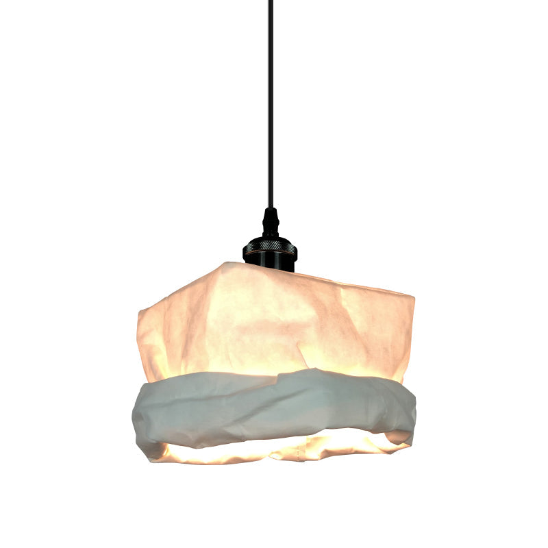 Modern Kraft Paper Sack-Like Pendant Light - 1-Light Led Ceiling Lamp For Restaurants (White)