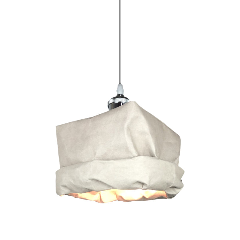 Modern Kraft Paper Pendant Light - Sleek Sack Shape White Ceiling Suspension Lamp