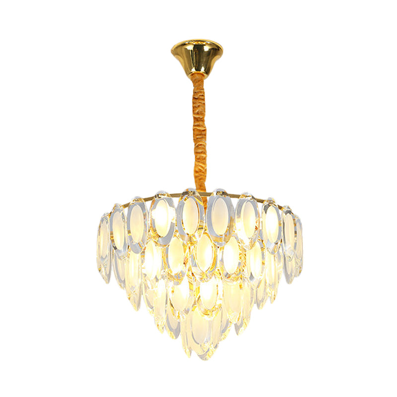 Gold 9-Head Modern Oval Crystal Chandelier For Living Room