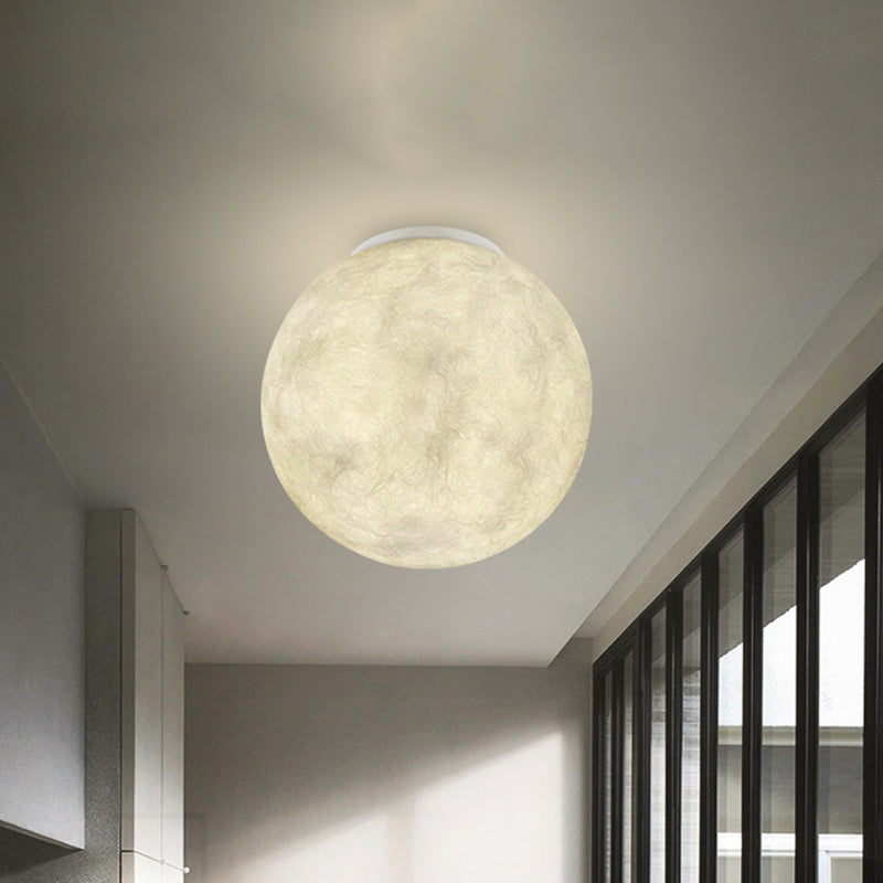 Modern Glass Flush Mount Ceiling Lamp With Ball Moon Design - Ideal For Balcony White