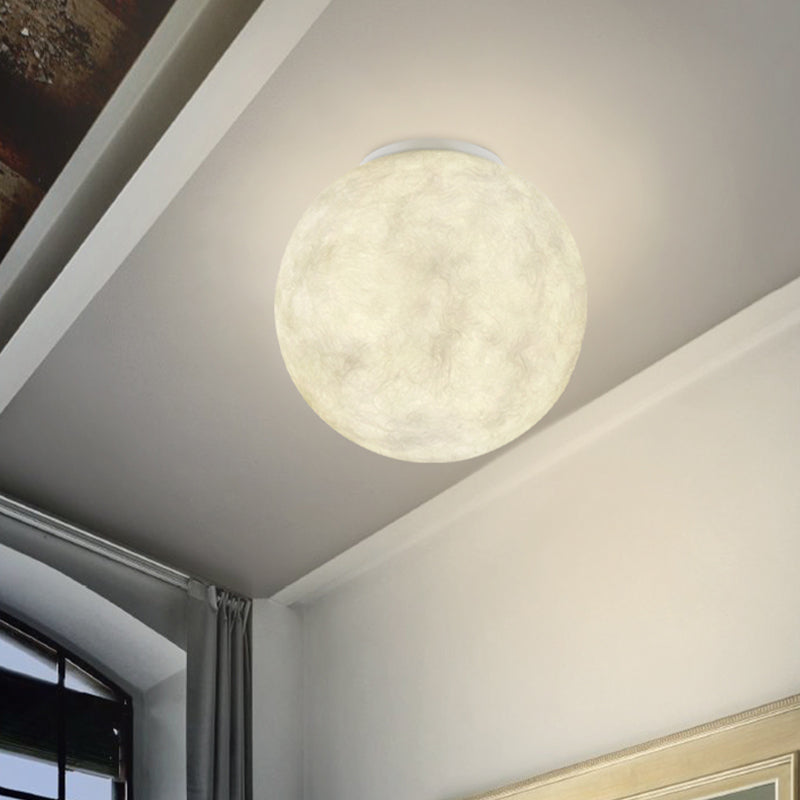 Modern Glass Flush Mount Ceiling Lamp With Ball Moon Design - Ideal For Balcony