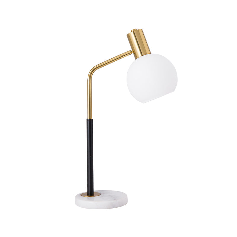 Modern White/Amber Glass Globe Book Light Table Lamp - Marble Base