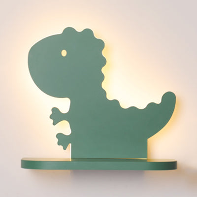 Cartoon Led Wall Sconce With Shelf For Kids Bedroom Decor Green / A