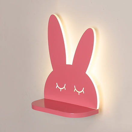 Cartoon Led Wall Sconce With Shelf For Kids Bedroom Decor Red / D