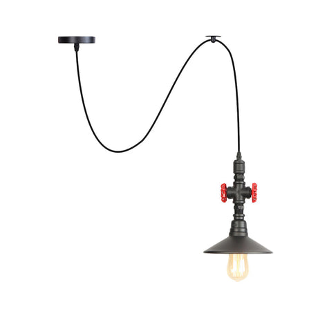 Black Iron Vintage Pendant Light With Saucer Shade - Perfect For Coffee Shops