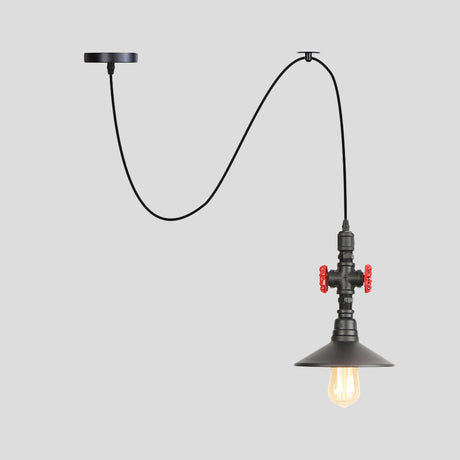 Black Iron Vintage Pendant Light With Saucer Shade - Perfect For Coffee Shops