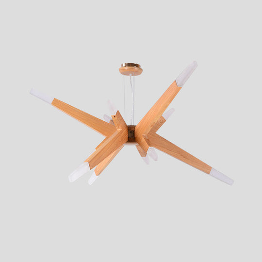 Modern Wood Sputnik Chandelier Pendant Light With Led 12 Lights - Perfect For Bedroom Suspension