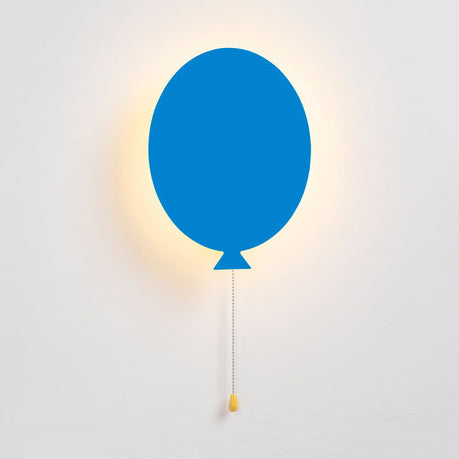 Cartoon Led Wall Sconce - Wooden Slim Panel Balloon Light For Childs Bedroom Or Kindergarten Blue