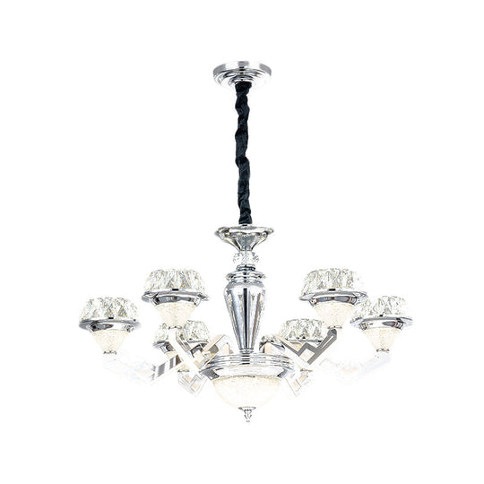 Diamond Ceiling Chandelier - Contemporary Crystal Pendant Light (6/8 Bulbs) In Chrome