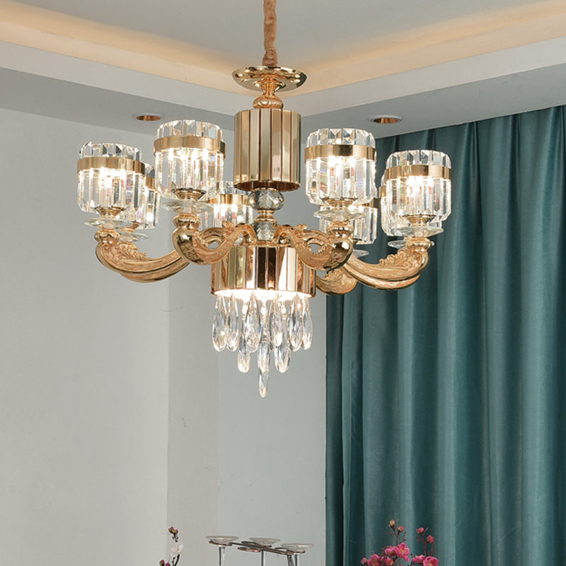Modern Gold Crystal Chandelier - 6/8 Cylinder Lights Pendant Lamp For Table And Ceiling 8 /
